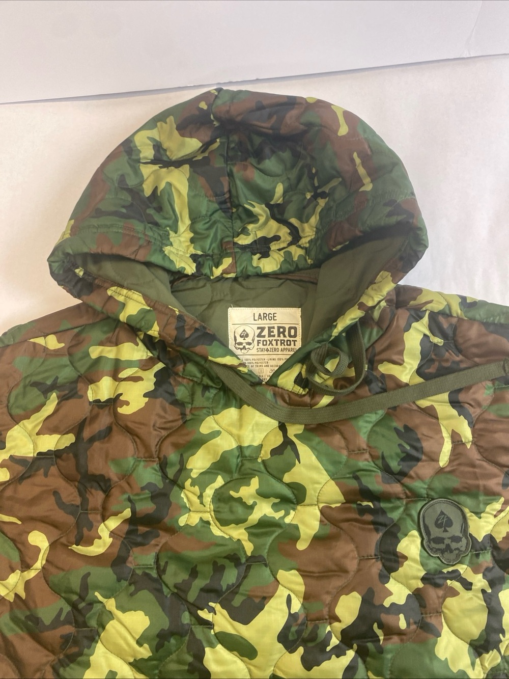 Zero Foxtrot Woobie Pullover Hoodie Mens Large Woodland Camo Kangaroo Pocket L - Picture 4 of 6